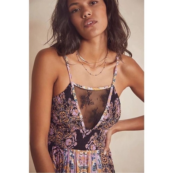 NWT Free People That Moment Floral Maxi Dress Ruffle tiered at hem - Picture 10 of 12